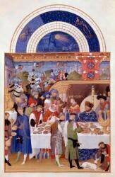 Les Riches Heures du Duc de Berry, Janvier (Frères Limbourg) - Muzeo.com