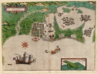 La bataille de Carthagène des Indes (Baptista Boazio) - Muzeo.com