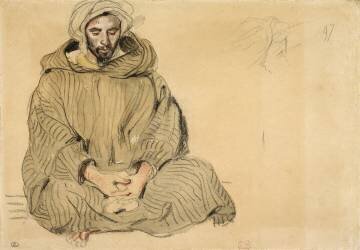 Arabe assis de face, les mains croisées (Eugène Delacroix) - Muzeo.com