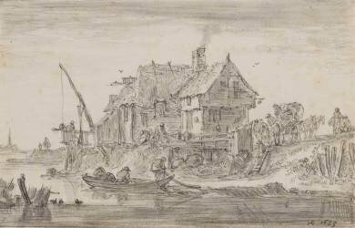 Auberge au bord de l'eau (Jan van Goyen) - Muzeo.com