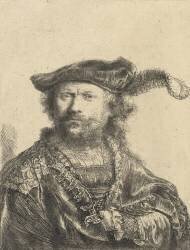 Autoportrait dans un bonnet de velours avec panache (Rembrandt) - Muzeo.com