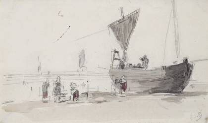 Bateau de pêche sur la plage (Eugène Boudin) - Muzeo.com