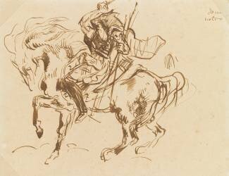 Cavalier brandissant une arme (Eugène Delacroix) - Muzeo.com