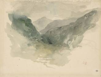 Chaîne de montagnes dans la brume (Eugène Delacroix) - Muzeo.com