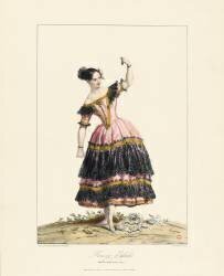 Costumes historiques : Fanny Elssler dansant la cachucha dans le Diable boiteux (Achille Devéria) - Muzeo.com