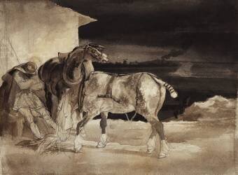 Deux chevaux et un palefrenier endormi (Théodore Géricault) - Muzeo.com