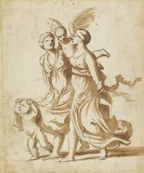 Deux filles accompagnées de Cupidon (Nicolas Poussin) - Muzeo.com