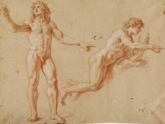 Deux hommes nus : Louis XIV debout et Apollon (Charles Le Brun) - Muzeo.com