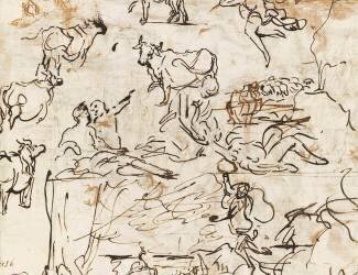 Etudes de personnages et d'animaux (Nicolas Poussin) - Muzeo.com