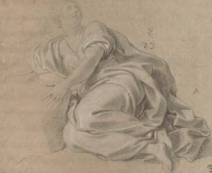 Femme drapée, à demi-couchée (Charles Le Brun) - Muzeo.com