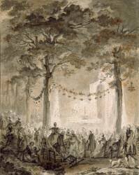 Feu d'artifice au bal de Saint-Cloud chez Griel, 1759 (Augustin de Saint-Aubin) - Muzeo.com