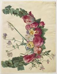 Guirlande de fleurs de l'album Gottorfer Codex (Hans Simon Holtzbecker) - Muzeo.com
