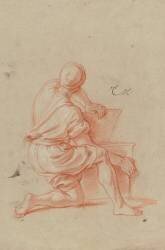 Homme vu de dos, un genou à terre (Charles Le Brun) - Muzeo.com