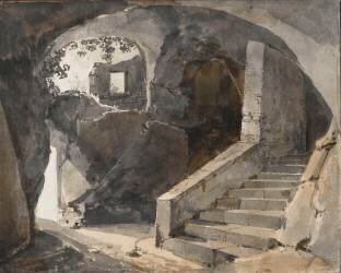 Intérieur d'une grotte au dessus de la grotte de Neptune à Tivoli (François-Marius Granet) - Muzeo.com