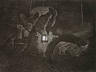 L'adoration des bergers, à la lumière des lanternes (Rembrandt) - Muzeo.com