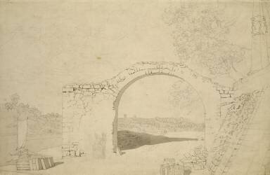 Paysage de rivière avec une arche (Caspar David Friedrich) - Muzeo.com