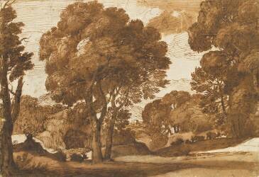 Paysage pastoral avec de grands arbres (Claude Gellée) - Muzeo.com