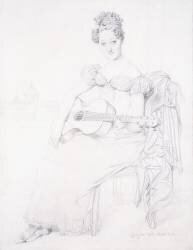 Portrait de Mlle Elizabeth Keating jouant de la guitare (Jean-Auguste-Dominique Ingres) - Muzeo.com