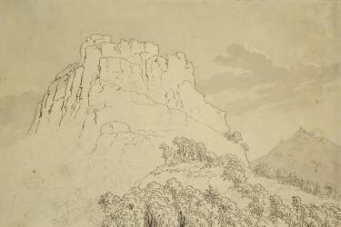 Rocky Hilltop avec une colline boisée devant (Caspar David Friedrich) - Muzeo.com