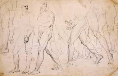 Sept hommes nus debout, étude pour Romulus vainqueur d'Acron (Jean-Auguste-Dominique Ingres) - Muzeo.com