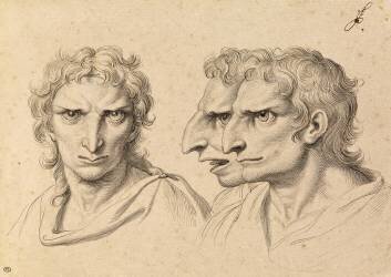 Trois têtes d'hommes en relation avec l'aigle (Charles Le Brun) - Muzeo.com