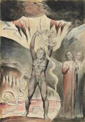 Vanni Fucci 'making figs' against God (William Blake) - Muzeo.com
