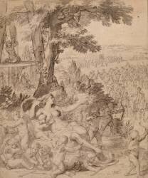 Vénus et les amours attendent le roi, au passage d'un défilé (Charles Le Brun) - Muzeo.com