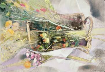 Panier de fleurs séchées (Claire Spencer) - Muzeo.com