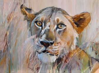 Young Lion in the Grass (Mark Adlington) - Muzeo.com