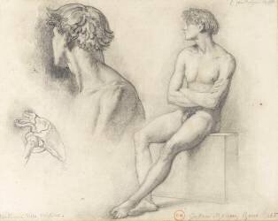 Académies d'hommes (Feuilles d'études) (Gustave Moreau) - Muzeo.com