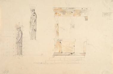 Album de Grèce, Athènes, l'Erechtheion : étude des Korès (Louis Boitte) - Muzeo.com