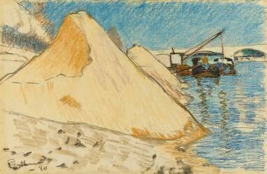 Amas de sable sur les berges de la Seine (Armand Guillaumin) - Muzeo.com
