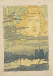 Apparition d'un visage nimbé dans le ciel au-dessus de Paris (Eugène Grasset) - Muzeo.com