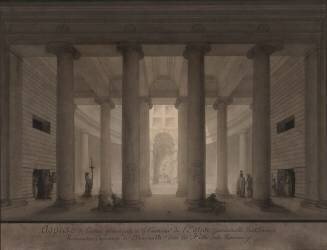 Aspect de l'entrée principale et de l'intérieur de l'église conventuelle (Jean-Jacques Lequeu) - Muzeo.com