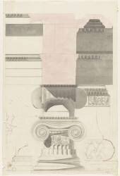 Athènes, Erechtéion, portique sud, base, chapiteau, coupe de l'entablement (Alphonse Gosset) - Muzeo.com