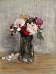 Bouquet de roses dans un vase sur une table (Théophile Alexandre Steinlen) - Muzeo.com