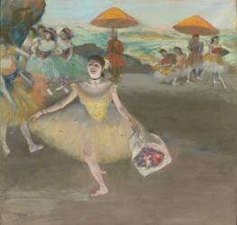 Danseuse au bouquet saluant sur la scène (Edgar Degas) - Muzeo.com