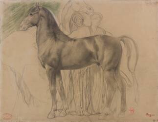 Deux chevaux retenus par deux femmes (Edgar Degas) - Muzeo.com