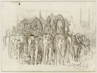 Etude d'éléphants pour le Triomphe d'Alexandre (Gustave Moreau) - Muzeo.com