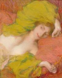 Farniente ou Etude de femme drapée les mains levées (Edmond Aman-Jean) - Muzeo.com