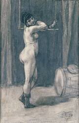 Femme avec un trapèze (Félicien Rops) - Muzeo.com