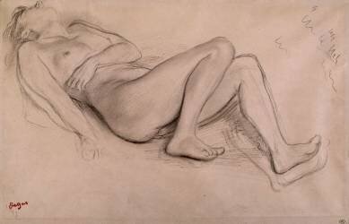 Femme nue, allongée sur le dos, étude pour Scène de guerre (Edgar Degas) - Muzeo.com
