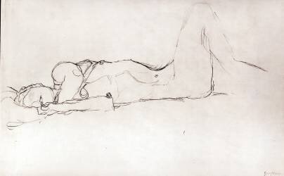 Femme nue au lit (Gustav Klimt) - Muzeo.com