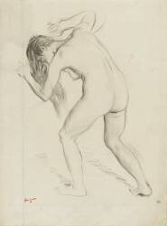 Femme nue, debout, penchée en avant, chevaux défaits (Edgar Degas) - Muzeo.com