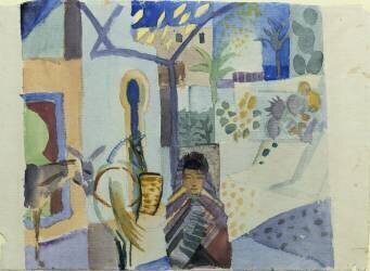 Fillette avec un cheval et un âne (August Macke) - Muzeo.com