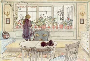 Fleurs sur le rebord de la fenêtre (Carl Larsson) - Muzeo.com
