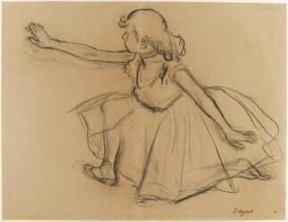 Jeune danseuse agenouillée étendant un bras droit vers la gauche (Edgar Degas) - Muzeo.com