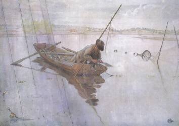 Johan attrape un beau brochet (Carl Larsson) - Muzeo.com
