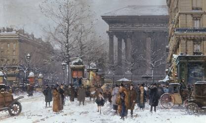 La Place de La Madeleine sous la neige (Eugène Galien-Laloue) - Muzeo.com