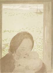 Mère et enfant au bord de la mer au Pouldu (Maurice Denis) - Muzeo.com